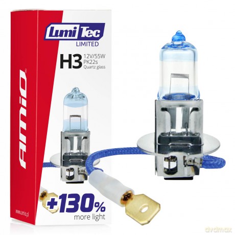 Żarówka halogenowa h3 12v 55w lumitec limited +130% amio-02131