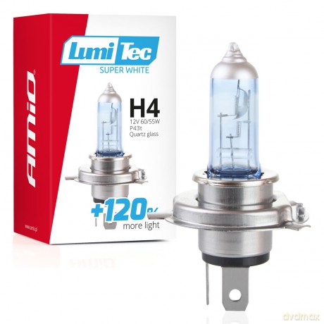 Żarówka halogenowa h4 12v 60/55w lumitec super white +120% amio-02137