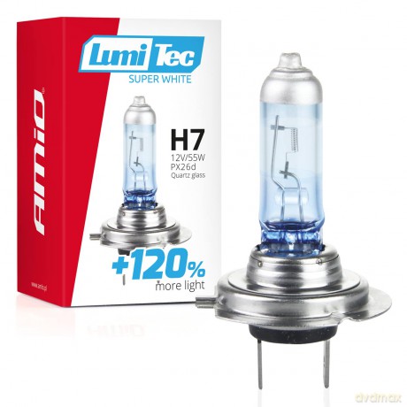 Żarówka halogenowa h7 12v 55w lumitec super white +120% amio-02138