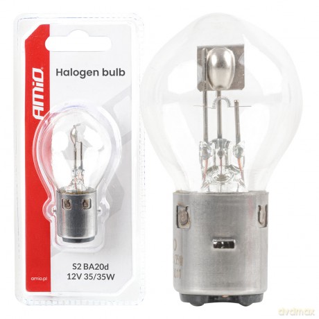 Żarówka halogenowa s2 12v 35/35w ba20d blister amio-04919