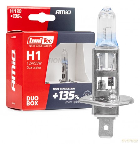 Żarówki halogenowe h1 12v 55w lumitec next generation +135% duo amio-04402