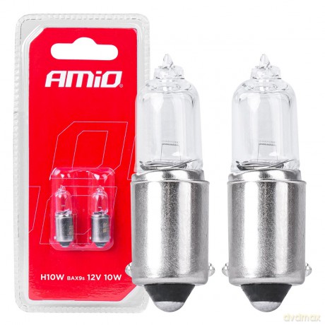 Żarówki halogenowe h10w 12v 10w bax9s 2szt. blister amio-03356