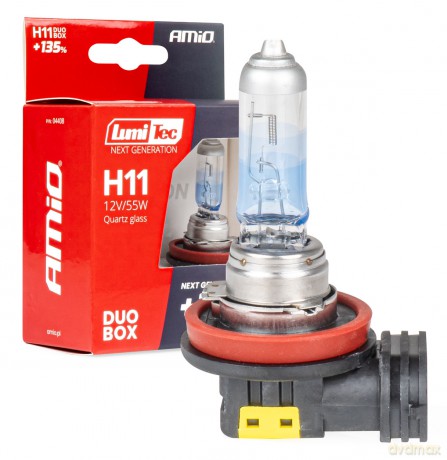 Żarówki halogenowe h11 12v 55w lumitec next generation +135% duo amio-04408