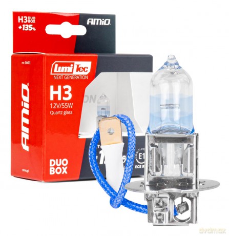 Żarówki halogenowe h3 12v 55w lumitec next generation +135% duo amio-04403