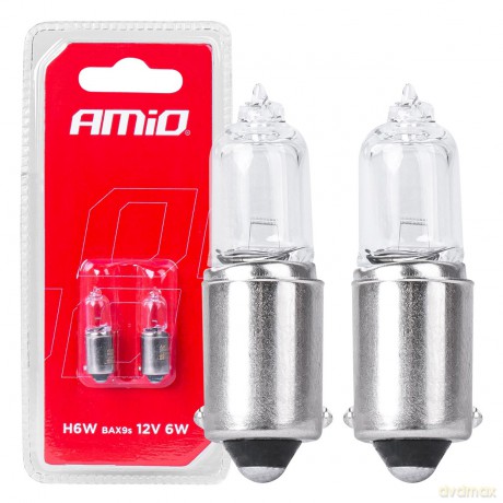 Żarówki halogenowe h6w 12v 6w bax9s 2szt. blister amio-03355