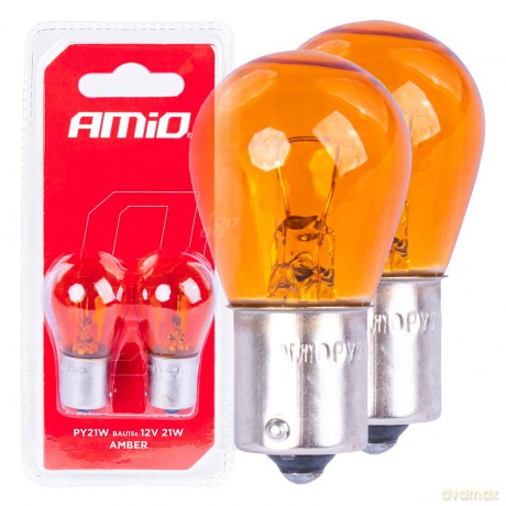 Żarówki halogenowe py21w ba15s 12v pomarańczowe 2szt. blister amio-04354/03352