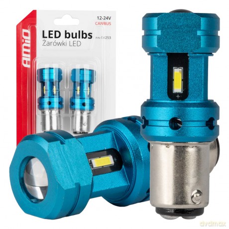 Żarówki led canbus 1157 bay15d p21/5w 4smd 1860 white 12v 24v amio-04253