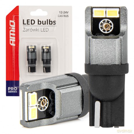 Żarówki led canbus 3020 4smd t10 w5w w10w 12v 24v amio-03717
