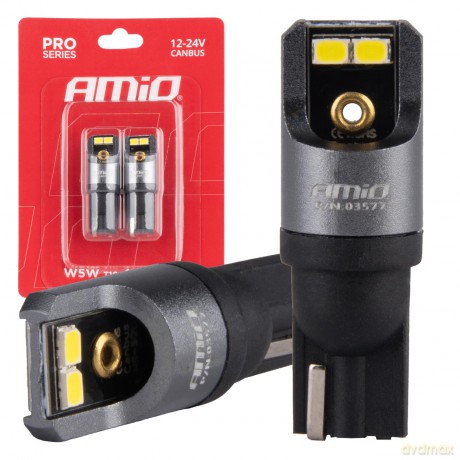Żarówki led canbus pro t10 w5w 4x2016 smd białe 12v 24v amio-03577