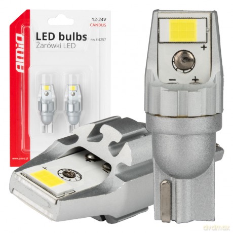 Żarówki led canbus t15 w16w 2smd 3570 white 12v 24v amio-04257