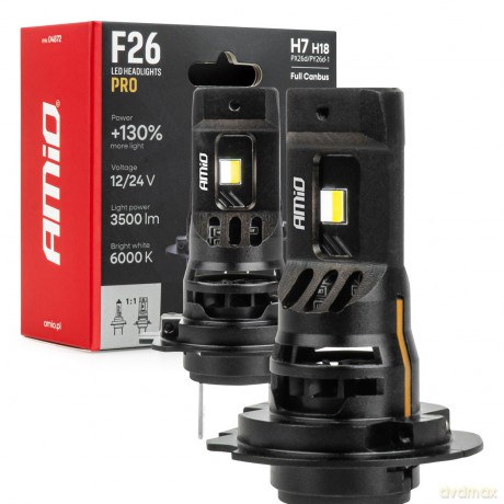 Żarówki samochodowe led f26 pro lumitec limited +130% duo full canbus h7 h18 12v 24v amio-04872