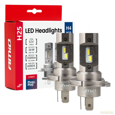 Żarówki samochodowe led seria h25 canbus h4 h19 12v 36w amio-04711