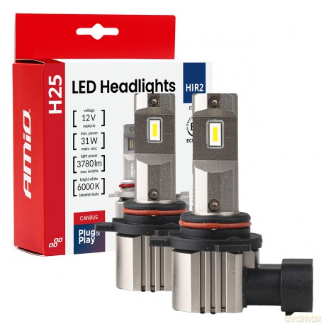 Żarówki samochodowe led seria h25 canbus hir2 9012 12v 31w amio-04716