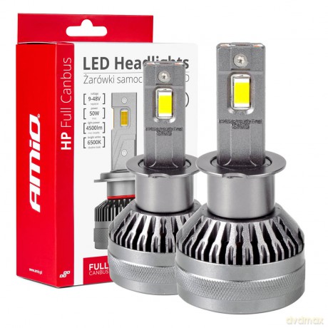 Żarówki samochodowe led seria hp full canbus h3 12v 24v 6500k amio-03672