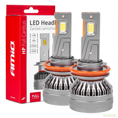 Żarówki samochodowe led seria hp full canbus h8 h9 h11 h16 6500k amio-03677