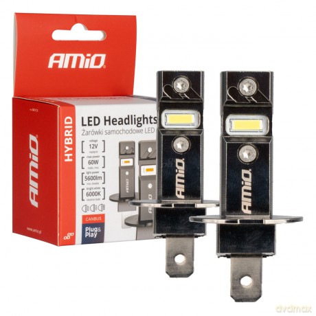 Żarówki samochodowe led seria hybrid h3 6000k canbus 60w amio-04113