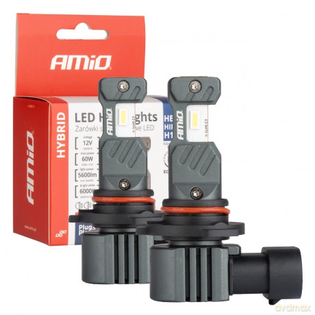 Żarówki samochodowe led seria hybrid hb3 hir1 h10 6000k canbus 60w amio-04117