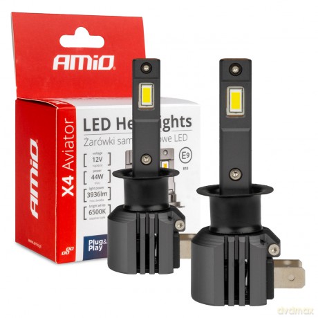 Żarówki samochodowe led seria x4 aviator h1 6500k canbus amio-03761