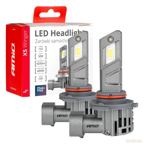 Żarówki samochodowe led seria x5 winger hb3 6000k canbus amio-03948
