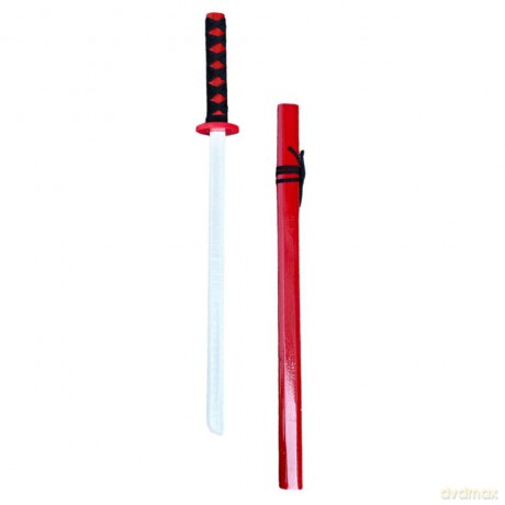 Drewniana Katana Miecz Do Zabawy Treningu Rekwizyt Czerwony 70cm