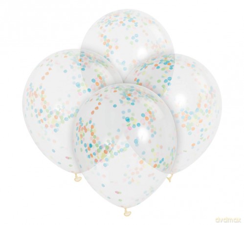 Balon 12" z neonowym konfetti op.6szt