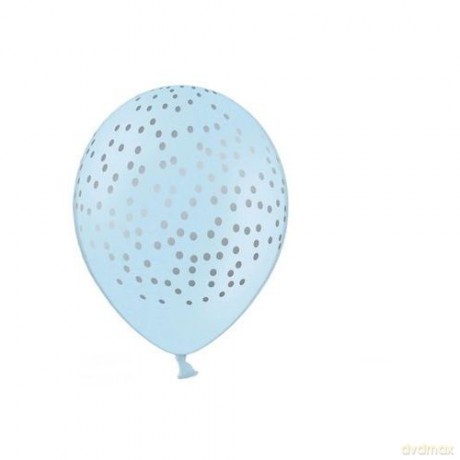 Balon 30cm kropki pastel baby blue op.6szt