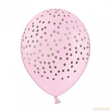 Balon 30cm kropki pastel baby pink op.6szt