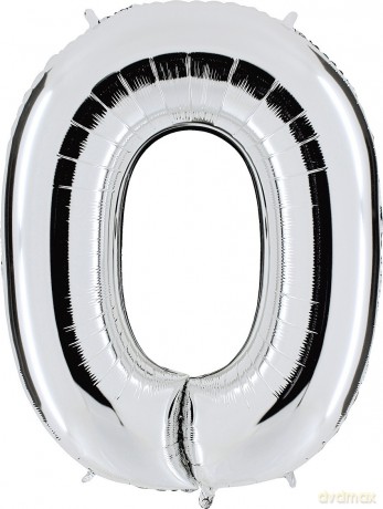 Balon Cyfra NR.0 srebrny 100CM