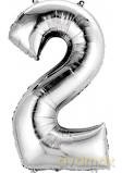 Balon Cyfra NR.2 srebrny 100cm