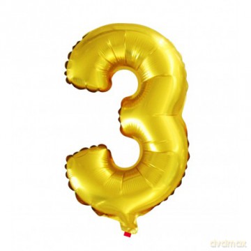 Balon Cyfra NR.3 złoty 45,5CM
