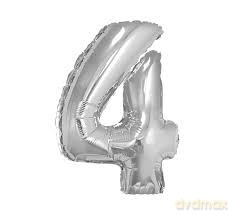 Balon Cyfra NR.4 srebrny 81CM