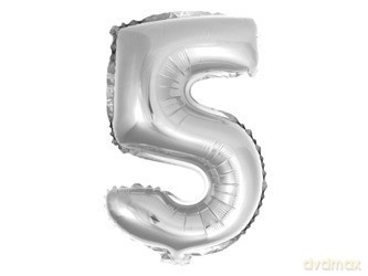 Balon Cyfra NR.5 srebrny 45,5CM