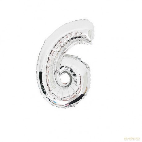 Balon Cyfra NR.6 srebrny 45,5CM