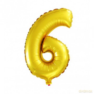 Balon Cyfra NR.6 złoty 45,5CM