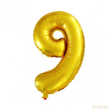 Balon Cyfra NR.9 złoty 45,5CM
