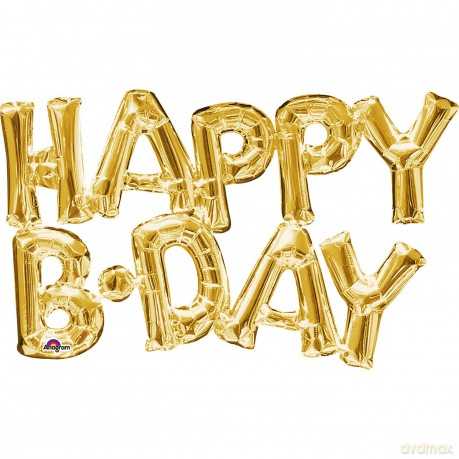 Balon foliowy "Happy B-Day" złoty 48cm