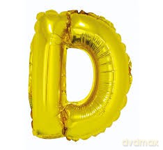 Balon foliowy "litera D" - ZŁOTA (35cm)