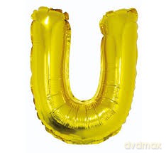Balon foliowy "litera U" - ZŁOTA (35cm)