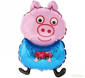 Balon foliowy 24" Świnka (niebieska kamizelka)
