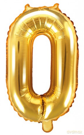 Balon foliowy Cyfra "0", 35cm, złoty
