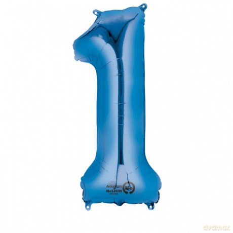 Balon foliowy Cyfra "1" niebieski 86cm