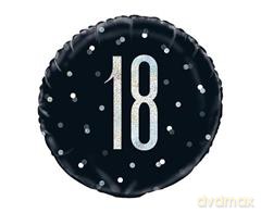 Balon foliowy cyfra "18" groszki czarny