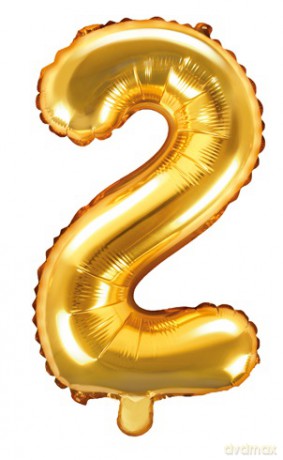 Balon foliowy Cyfra "2", 35cm, złoty