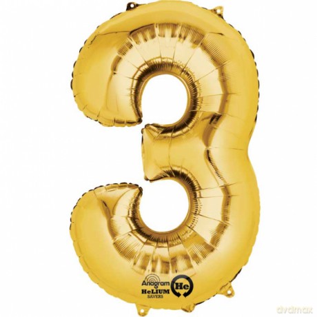 Balon foliowy Cyfra "3" złota 86cm