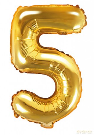 Balon foliowy Cyfra "5", 35cm, złoty