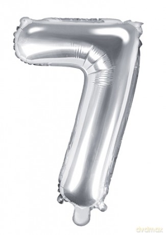 Balon foliowy Cyfra "7", 35cm, srebrny