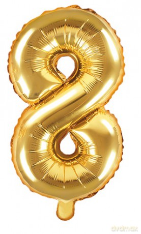 Balon foliowy Cyfra "8", 35cm, złoty