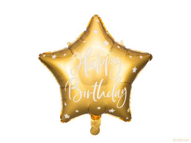 Balon foliowy Happy Birthday, 40cm, złoty