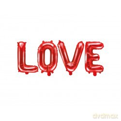 Balon foliowy love, 140x35cm, czerwony