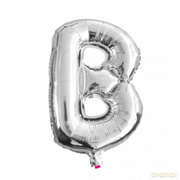Balon Litera "B" 40cm (16") srebrny